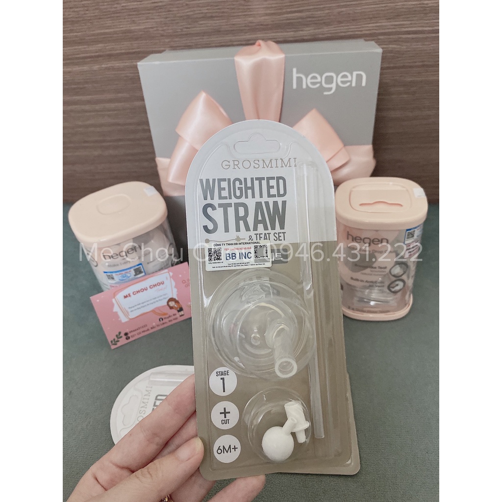 Núm tập uống, Ống hút và Quả tạ Grosmimi Weighted Straw & Teat Set