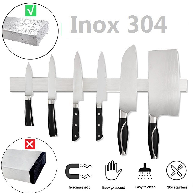 【Có hàng sẵn】100％ Inox SUS304 30/40/50CM Giá treo dao tiện dụng Thanh nam châm chất liệu dùng làm