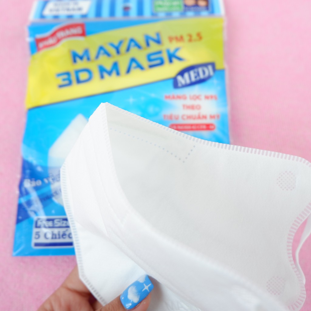 Khẩu Trang y tế 3D MAYAN Mask Pm2.5 Medi, Màng Lọc N95, Túi 5 cái đủ màu, người lớn trẻ em NPP Shoptido | BigBuy360 - bigbuy360.vn