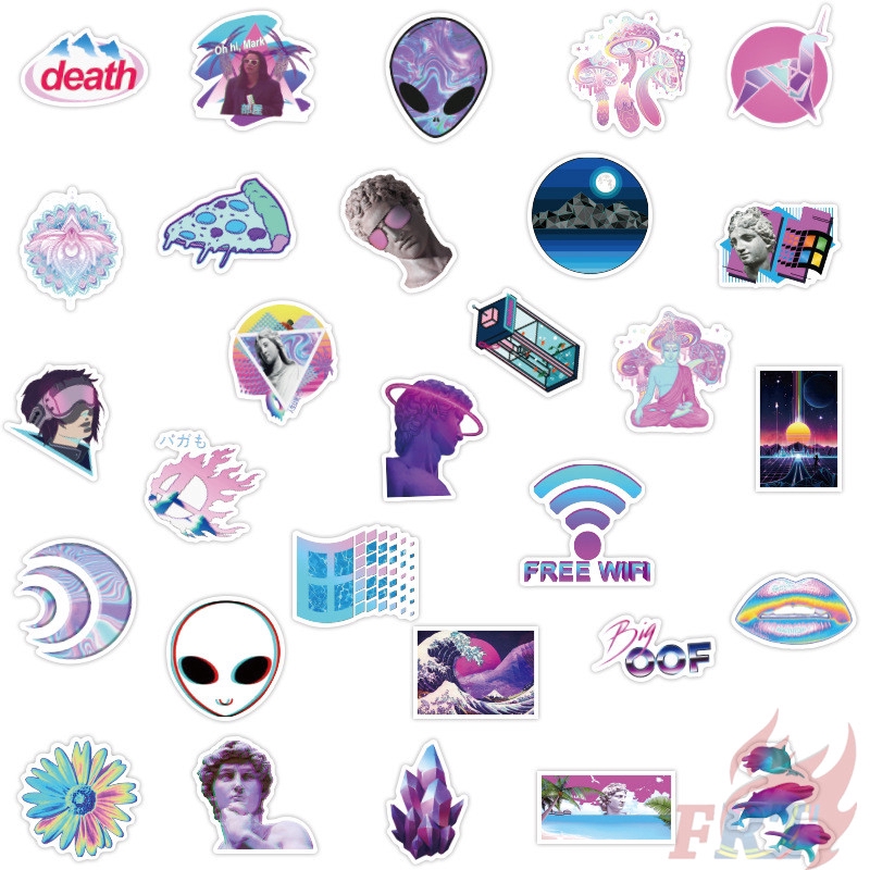 ❉ Abstractionism -  Vaporwave Steam Punk Series 03 Stickers ❉ 50Pcs/Set Fashion DIY Decals Doodle Stickers