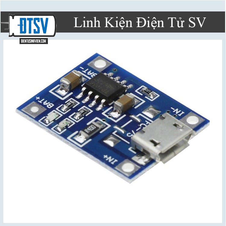 MODULE SẠC PIN TP4056 1A MICRO V2 - IC BẢO VỆ QUÁ DÒNG - QUÁ ÁP- Linhkiendientusv.vn