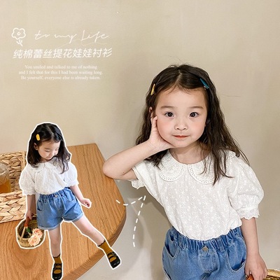 Áo cổ búp bê phối ren phong cách Hàn Quốc thời trang cho bé gái