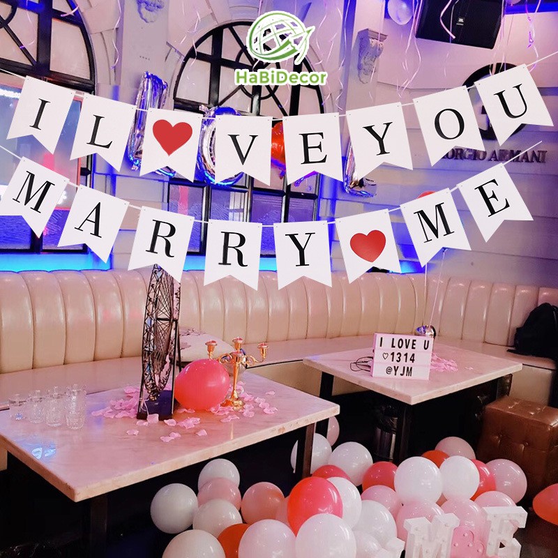 Dây Chữ I Love You &amp; Marry Me Trang trí Phòng Cưới #onhacoshopee PK47