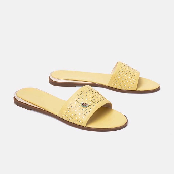 Dép Bệt Nữ 3cm Thời Trang JUNO Quai Ngang Cắt Lazer Charm Trái Cây SD03052