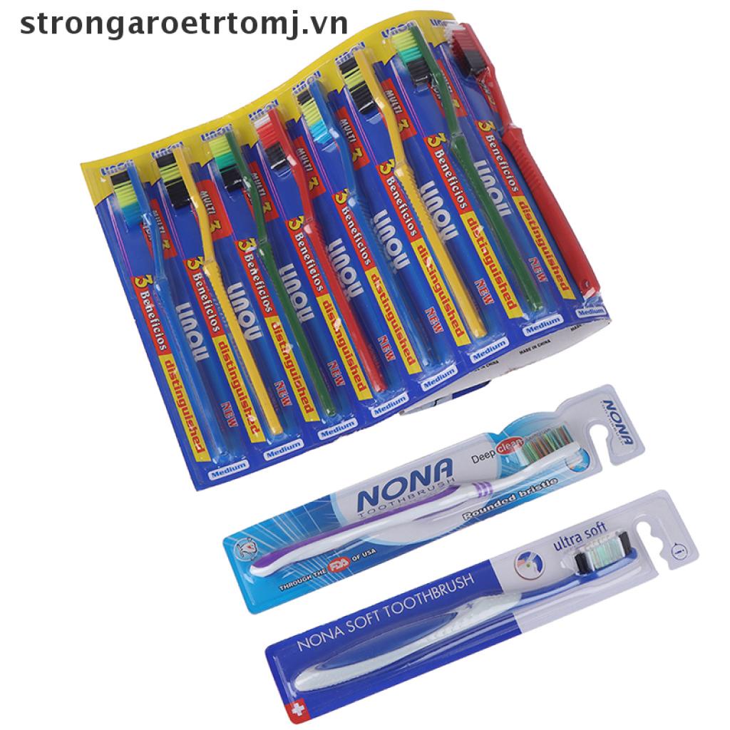 Set 10 Bàn Chải Đánh Răng Lông Siêu Cứng Làm Trắng Răng Chữ Thập