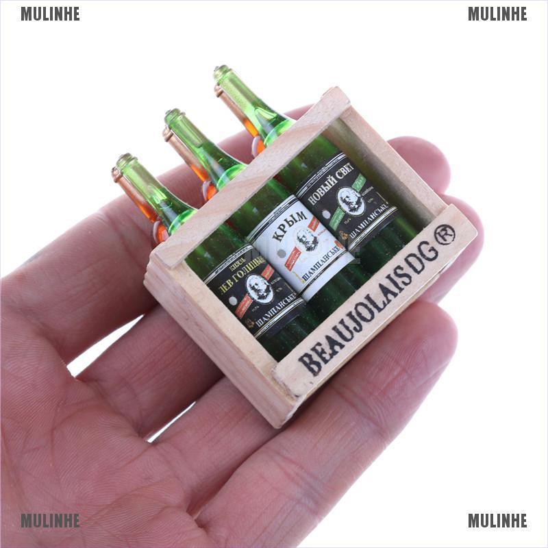 Bộ 6 Chai Rượu Mini Bằng Gỗ Trang Trí Nhà Búp Bê