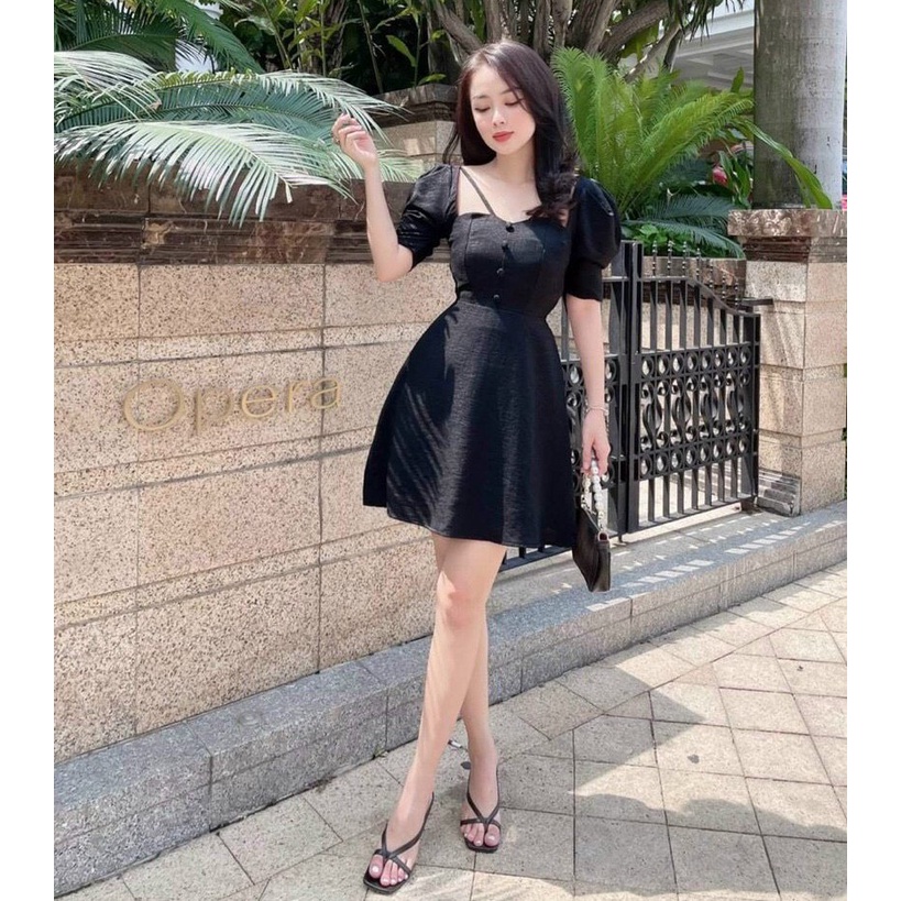 ĐẦM VÁY NỮ TIỂU THƯ CỔ YẾM TAY PHỒNG DUYÊN DÁNG
