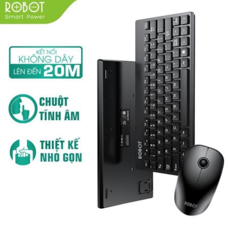 Bộ Bàn Phím Không Dây & Chuột Không Dây 2.4GHz ROBOT KM3000 Kiểu Dáng Nhỏ Gọn Kết Nối Không Dây 20m 16000DPI