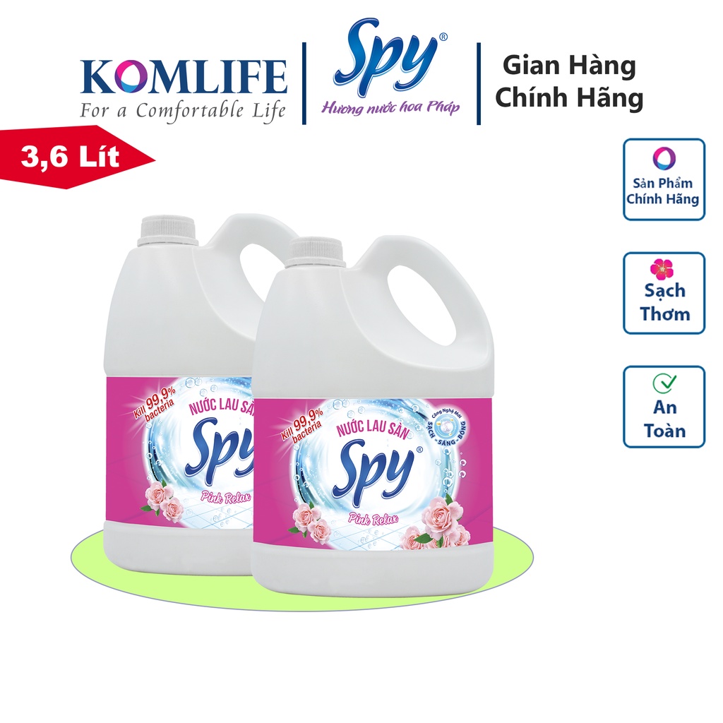 Nước lau sàn SPY 3600ml ít bọt giảm trơn trượt, xua đuổi côn trùng