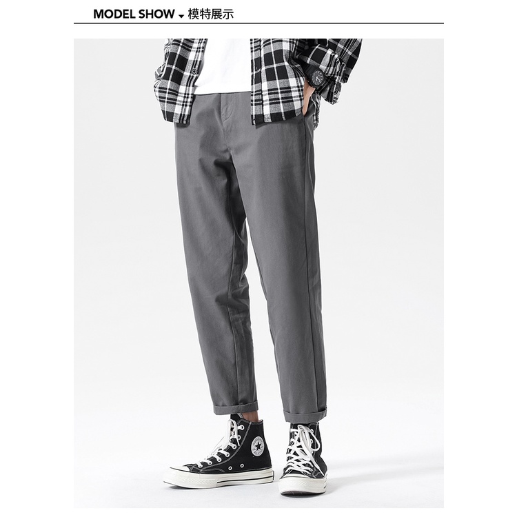 Quần ống suông kaki nam vải dày dặn co dãn thấm hút mồ hôi tốt kiểu dáng basic Hàn Quốc - Quần Kaki