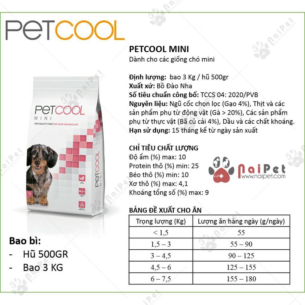 Thức Ăn Hạt Cho Chó Trưởng Thành Cỡ Nhỏ Petcool Mini 0.5kg