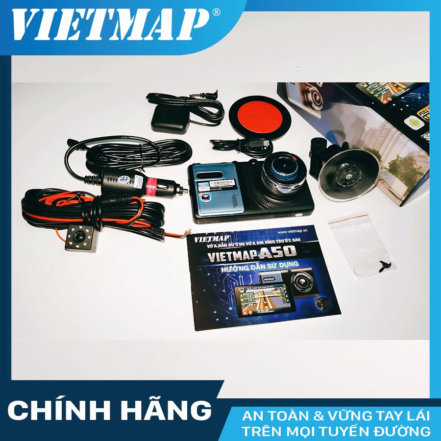 Camera hành trình Vietmap A50 cho xe ô tô có dẫn đường + thẻ nhớ 16/32GB Class 10