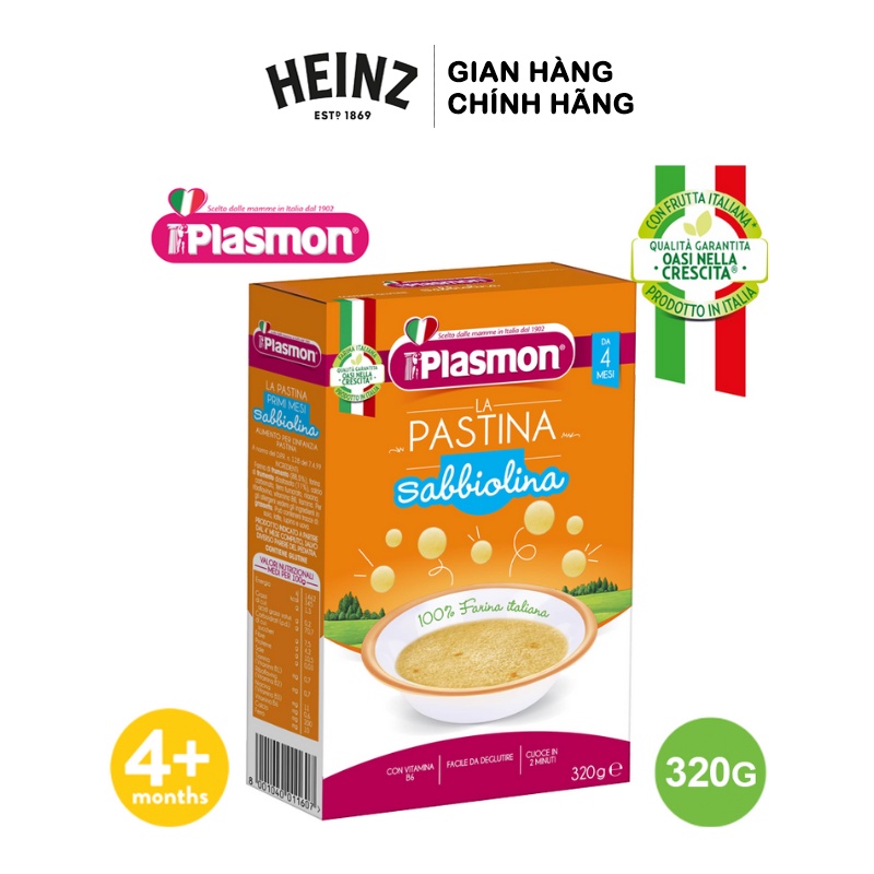 Hộp Nui Mì Ý Sabbiolina Plasmon 320g (Date 31/03/2023) + Tặng 1 Hũ Táo Yến Mạch 170g (Date T7/2022)