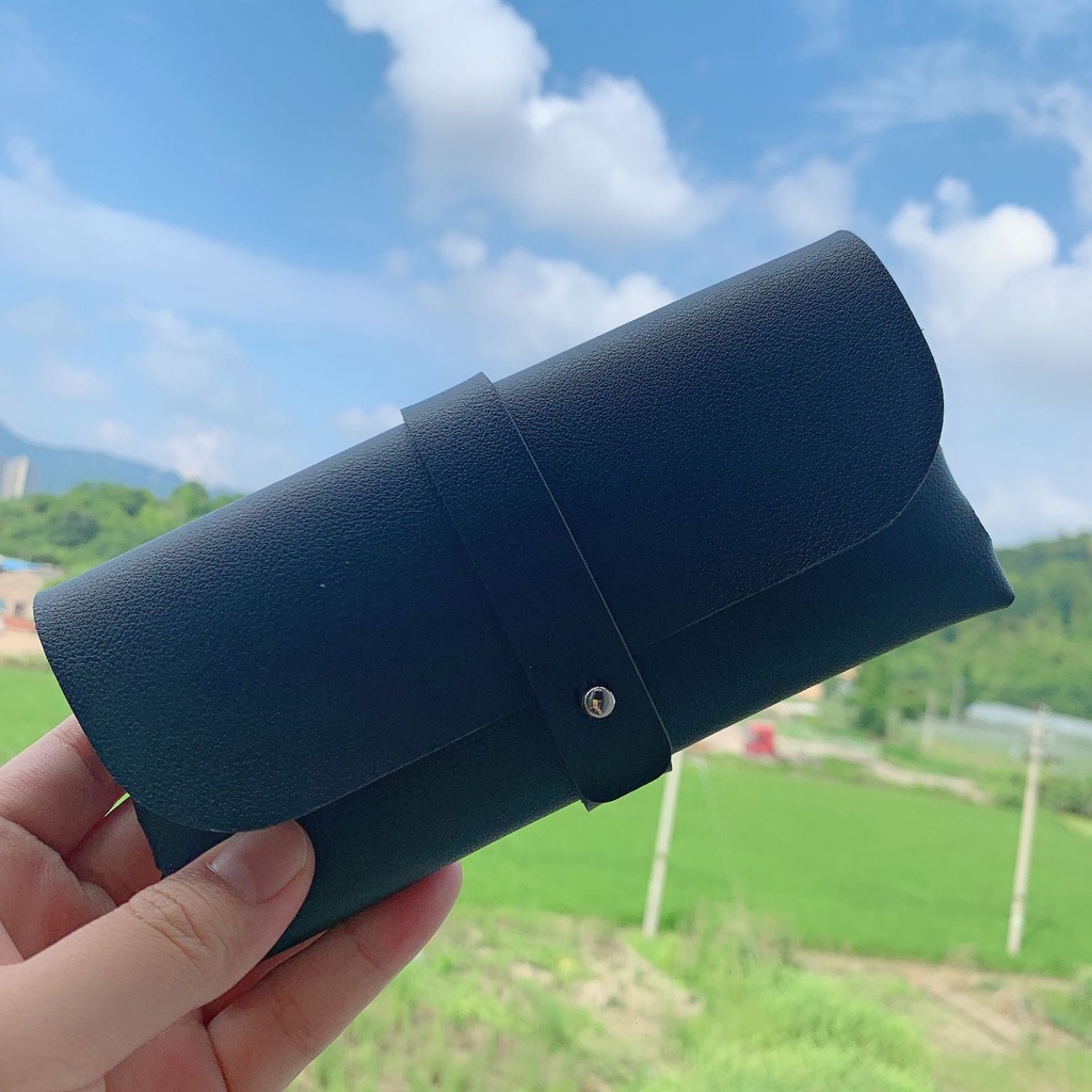 Túi đựng mắt kính bằng da mềm chống áp lực thiết kế đơn giản phong cách retro cho nữ