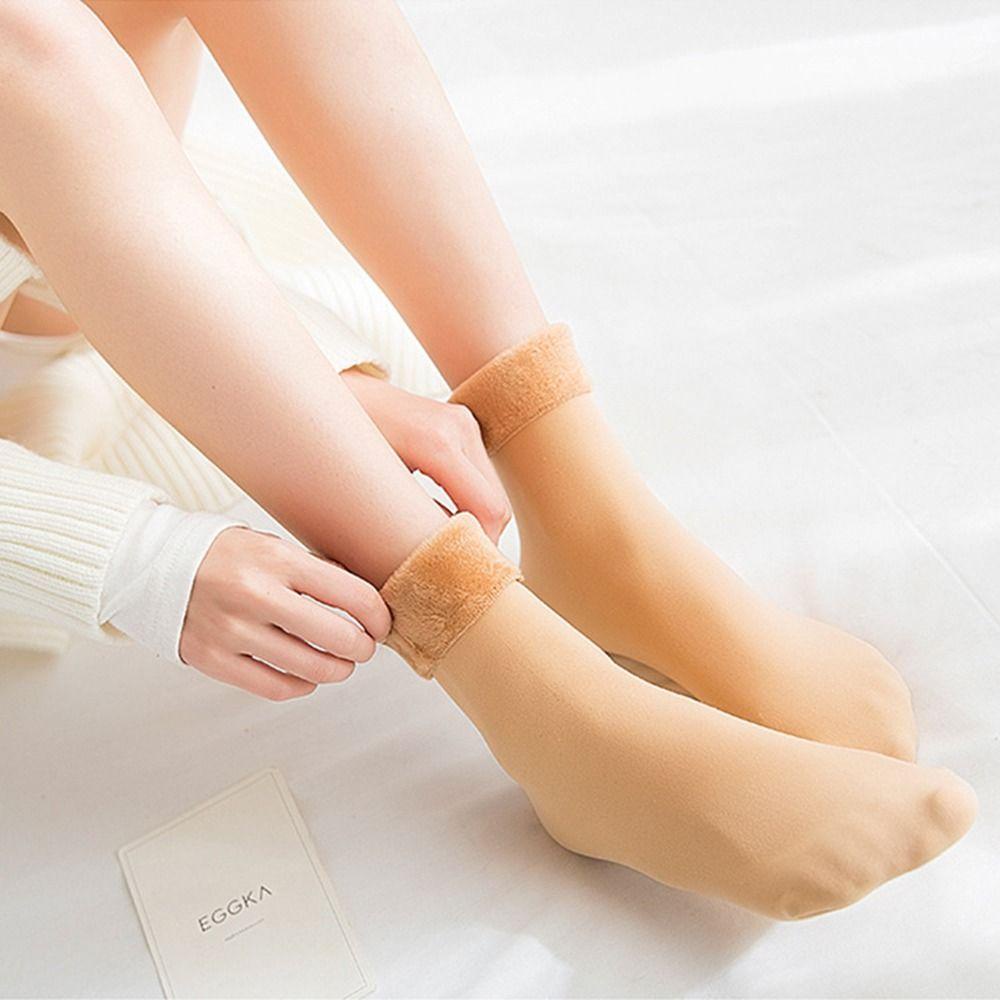 Vớ Vải Bông Dày Dặn Màu Trơn Thoải Mái Giữ Ấm Mùa Đông Cho Nữ
