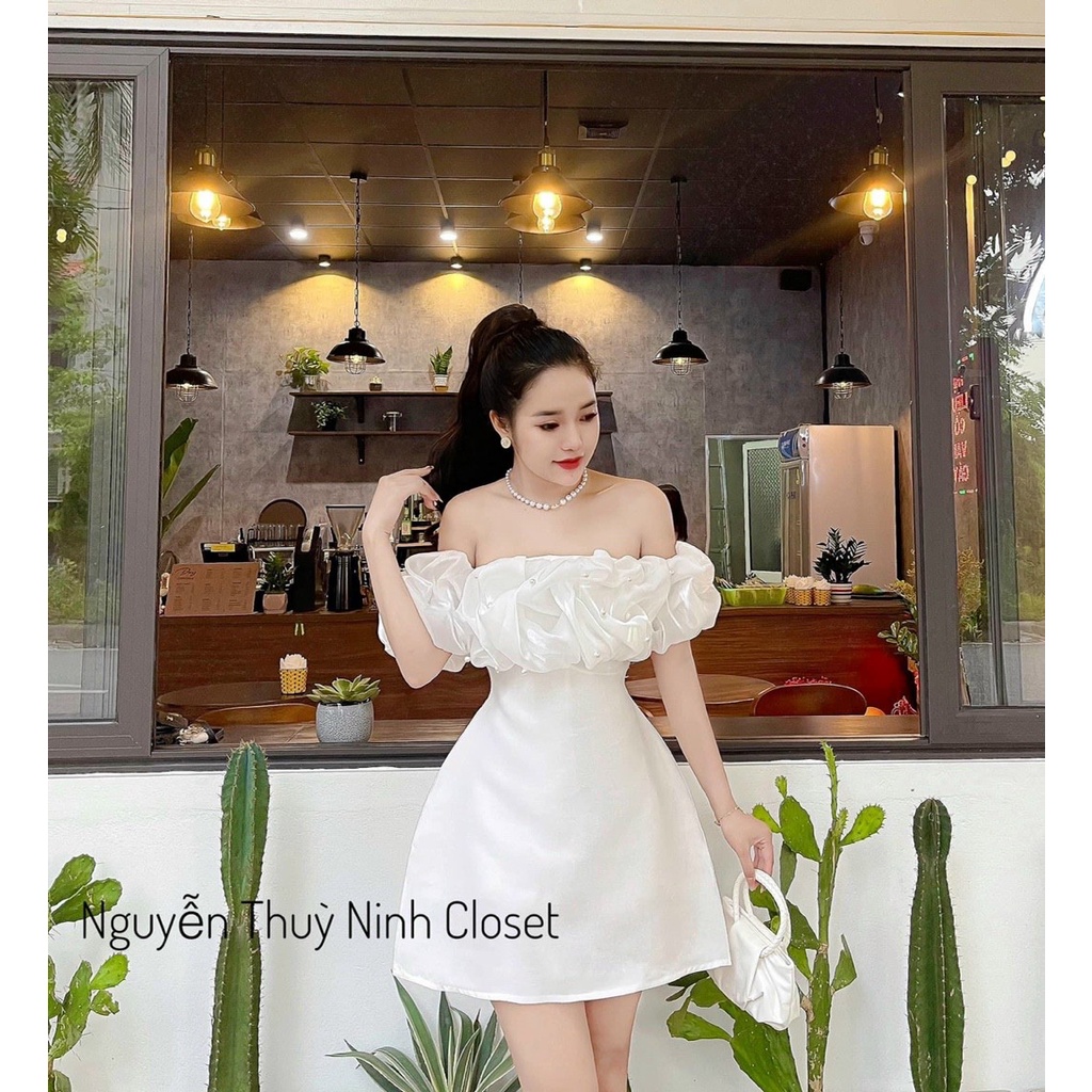 Đầm váy nữ voan tơ đính cườm sang chảnh, xinh xắn dành cho các nàng mang đi dự tiệc