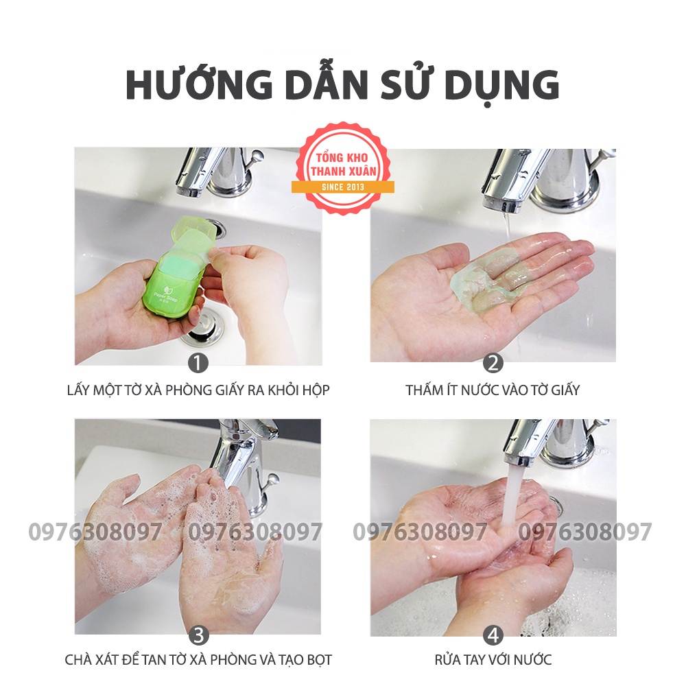 Xà Phòng Giấy Nhật Bản - Hộp 50 Miếng - Rửa Tay, Bỏ Túi Mang Đi Du Lịch, Công Tác, Dã Ngoại