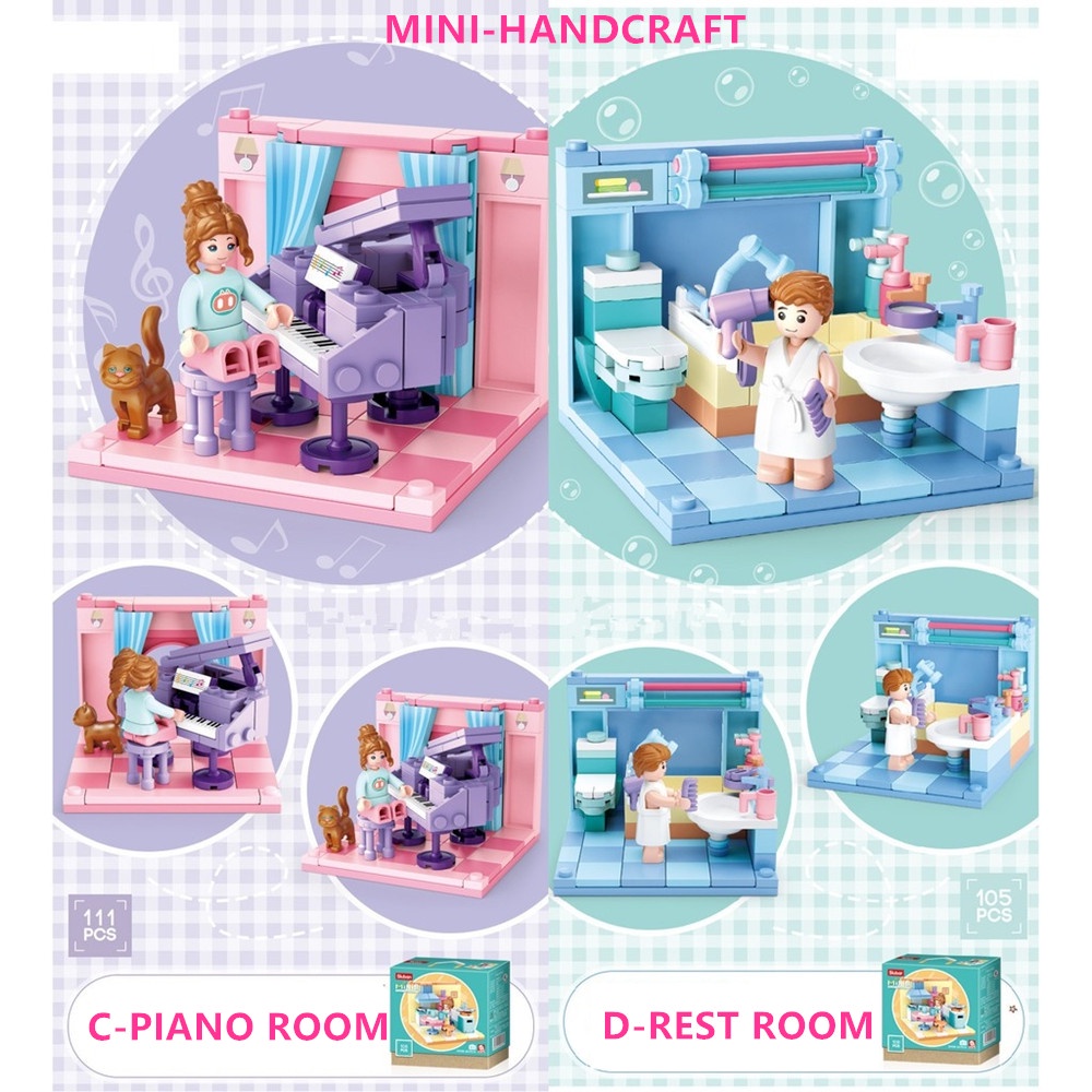 SLUBAN Set 6 Khối Đồ Chơi Mini 6 Trong 1 B0757 Cho Bé Gái