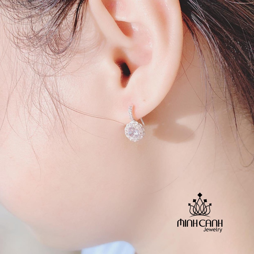 Bông Tai Bạc Nữ Minh Canh Jewelry Đính Đá Móc Treo