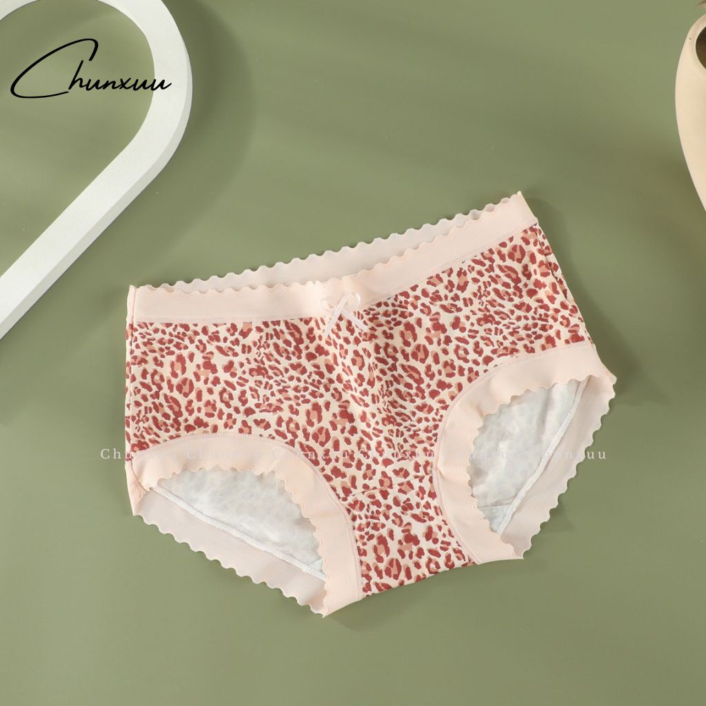 Quần lót nữ Cotton cao cấp CHUNXUU phối viền ren họa tiết da báo quyến rũ - QC87