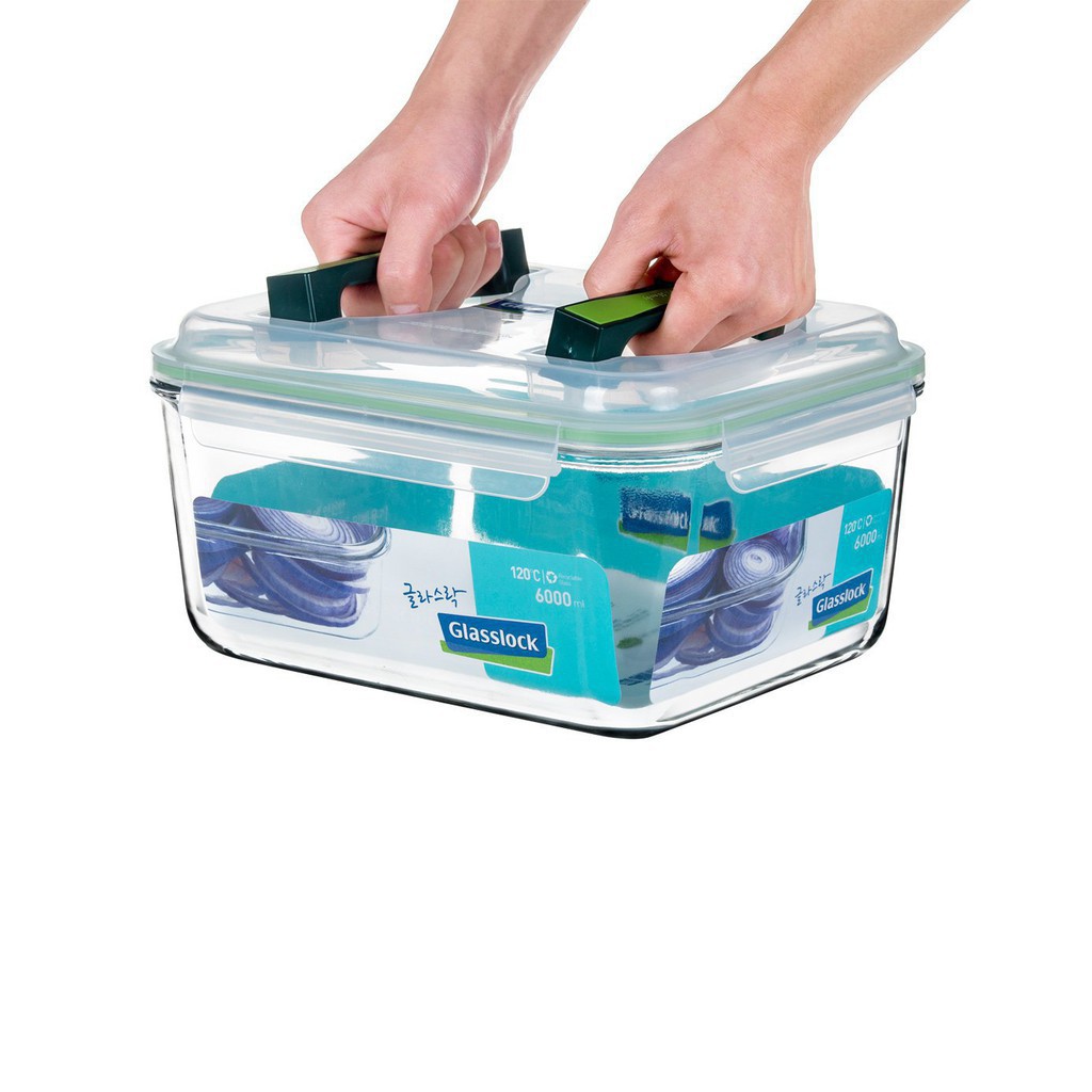 Hộp thủy tinh glasslock MHRB600 dung tích 6000ml có tay xách
