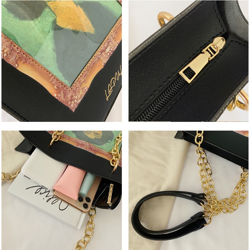 TÚI TOTE DA, TÚI ĐEO CHÉO IN HỌA TIẾT 3D DÂY DA PHỐI XÍCH SANG CHẢNH BH 485 | BigBuy360 - bigbuy360.vn