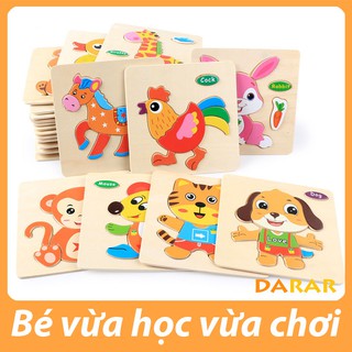 Bộ 5 Tranh Ghép gỗ 3D nhiều hình Ngộ Nghĩnh - Đồ chơi xếp hình, lắp ráp Phát triển kỹ năng cho bé