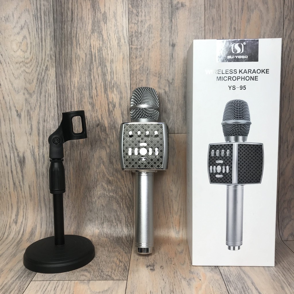 [ TẶNG KÈM CHÂN MICRO ] Micro karaoke không dây bluetooth YS 95 hỗ trợ ghi âm loa bass cực vang siêu phẩm