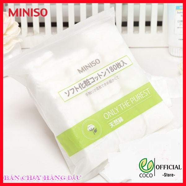 Bông Tẩy Trang MINISO Nhật Bản Túi 180 Miếng