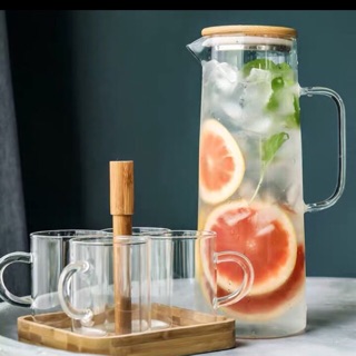 Bình thuỷ tinh nắp tre 1l