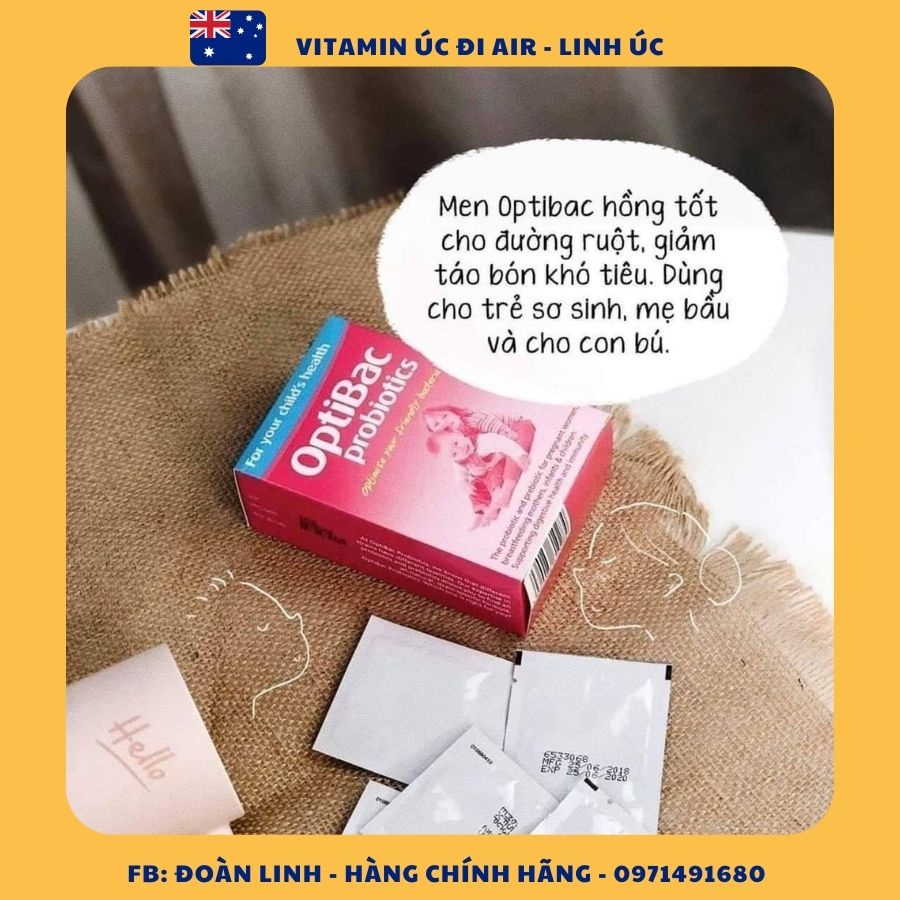 Men Optibac Probiotics hồng dạng bột 30 gói, Hàng chuẩn đi air