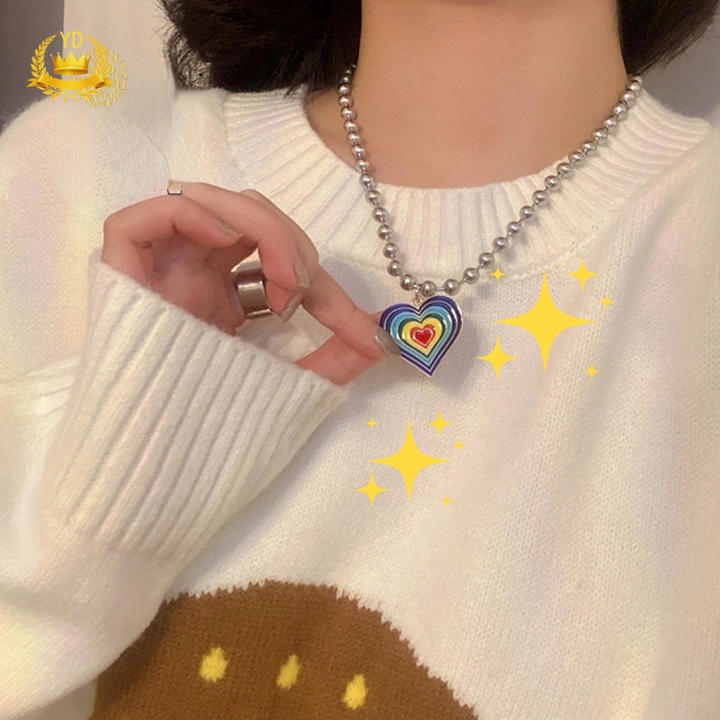 Vòng cổ Hợp Kim Mặt Hình Trái Tim Nhiều Màu Thời Trang Cho Nữ YKD HB