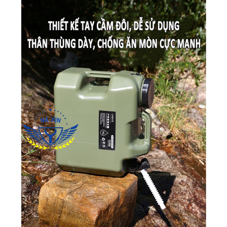 Bình đựng nước cắm trại du lịch dã ngoại di động ngoài trời, có van khóa, có vòi nối dài tiện lợi - DCP9