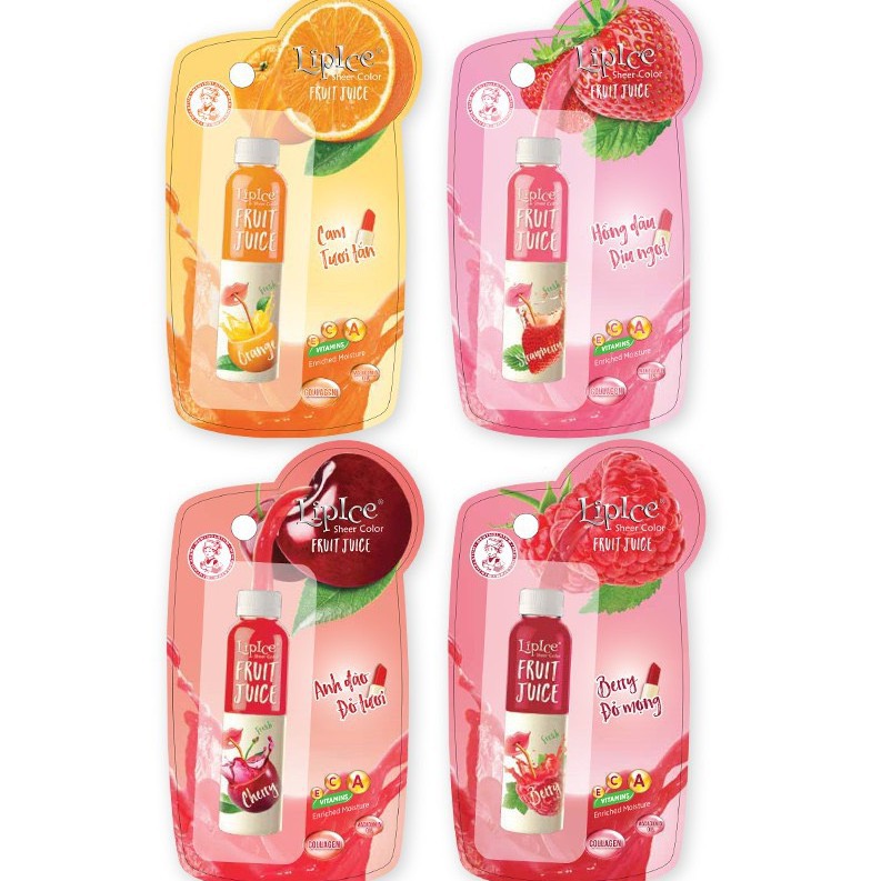 Son dưỡng môi có màu Lipice Sheer Color Fruit Juice 4g hương vị trái cây ngộ nghĩnh