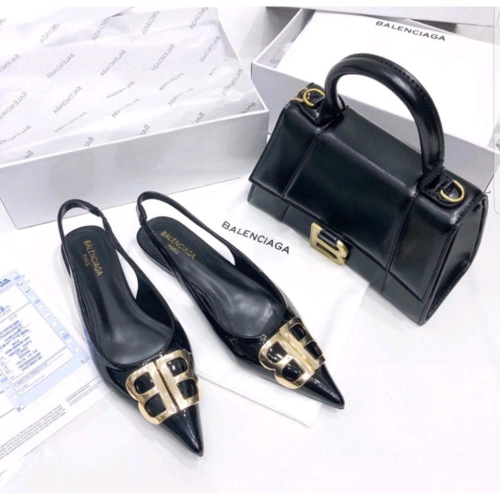 Sandal nữ bệt da bóng mũi nhọn tag BB siêu mềm êm Full box Hãng cao cấp MAL