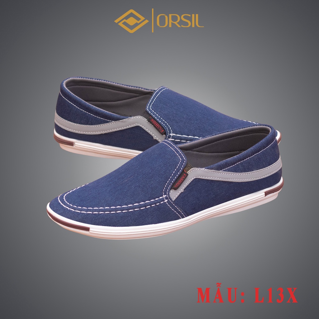 Giày lười nam vải jean ORSIL màu xanh cá tính - L13