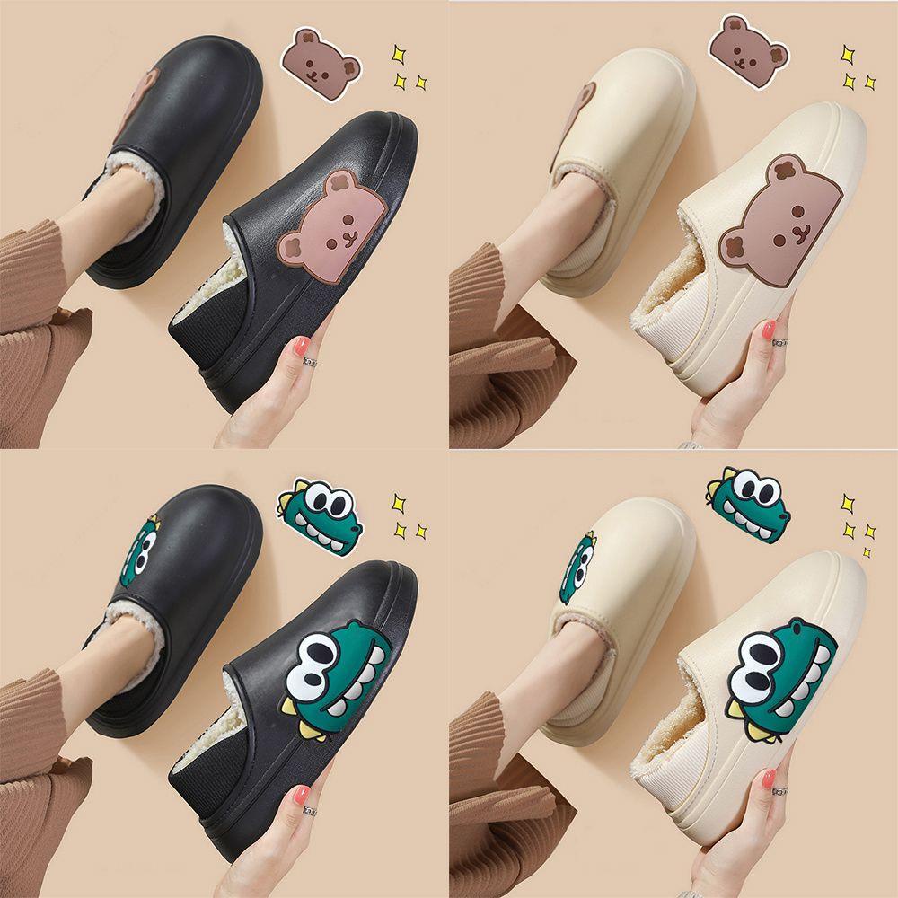 .Dép Bông Đi Trong Nhà Đế Dày Chống Trượt Họa Tiết Khủng Long Chống Thấm Nước