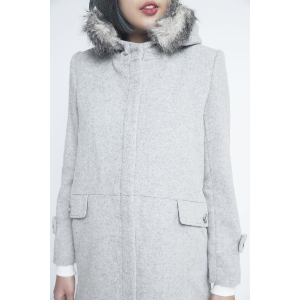 [NHẬP WABRTL5 GIẢM 10% TỐI ĐA 50K ĐH 250K ]Áo khoác dạ Nữ dáng suông có mũ IVY moda MS 71M4139