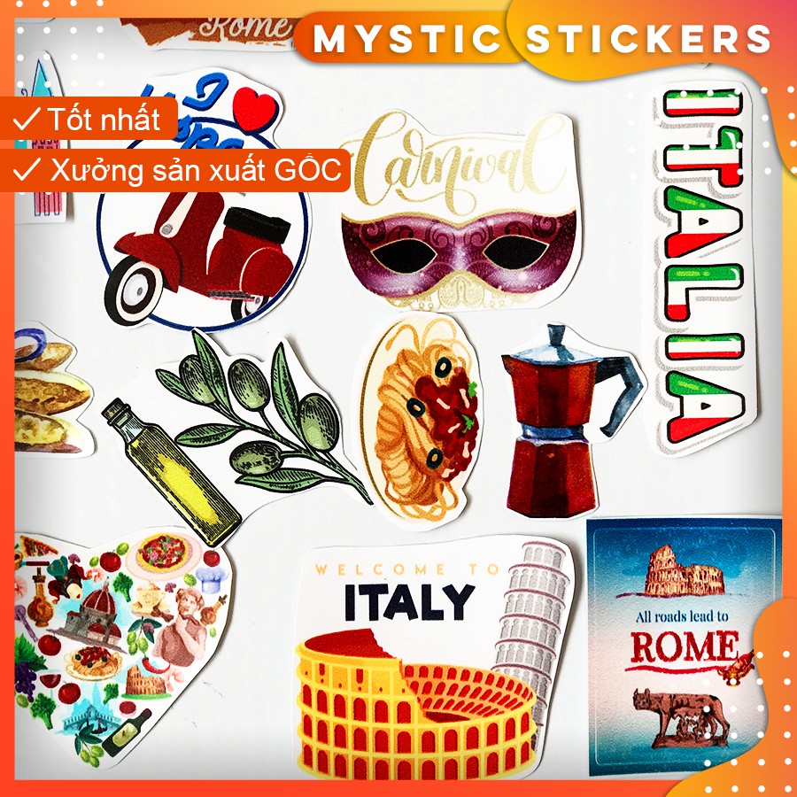 [ITALY] 27 Sticker chống nước trang trí,dán xe laptop mũ bảo hiểm vali...