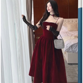 ORD 2-3 TUẦN váy dạ đỏ 2 dây