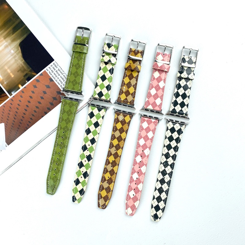 Dây Đeo Đồng Hồ Bằng Da Họa Tiết Kẻ Ô Cho Apple Watch SE 8 7 6 5 4 3 40mm 49mm 44mm 45mm iWatch 38mm 42mm 41mm