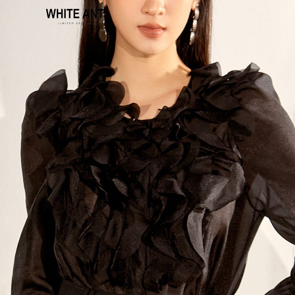 Áo Sơ Mi Nữ Công Sở WHITE ANT CELINA CASCADE COLLAR BLOUSE Cổ Bèo Xoắn Hiện Đại 170300141