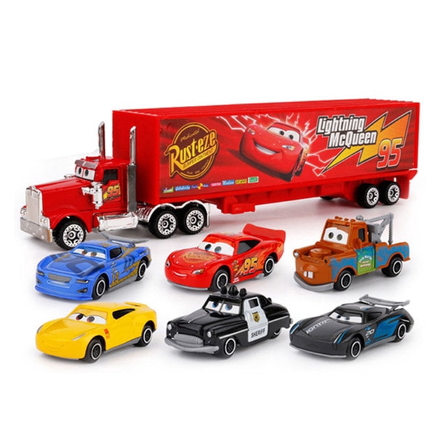 7Pcs Disney Pixar Digital Vehicle Jackson Cruz Cruz Matt Truck 1:55 Metal Car Toy Kid Boy Christmas Christmas Gift