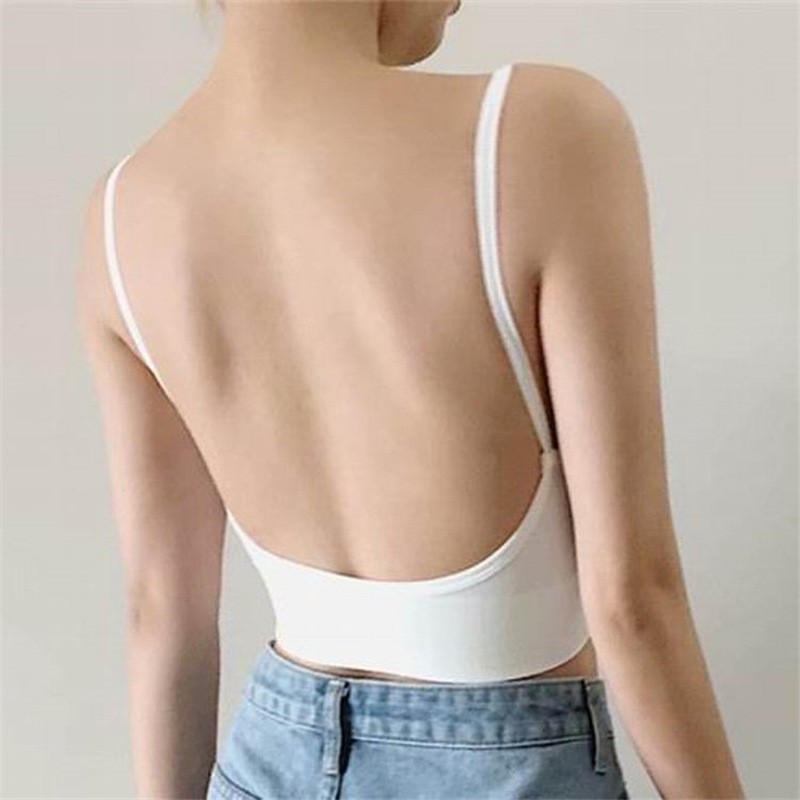 Áo bra hở vai khoét chữ u, áo bralette thun len tăm tập gym, yoga BAS016