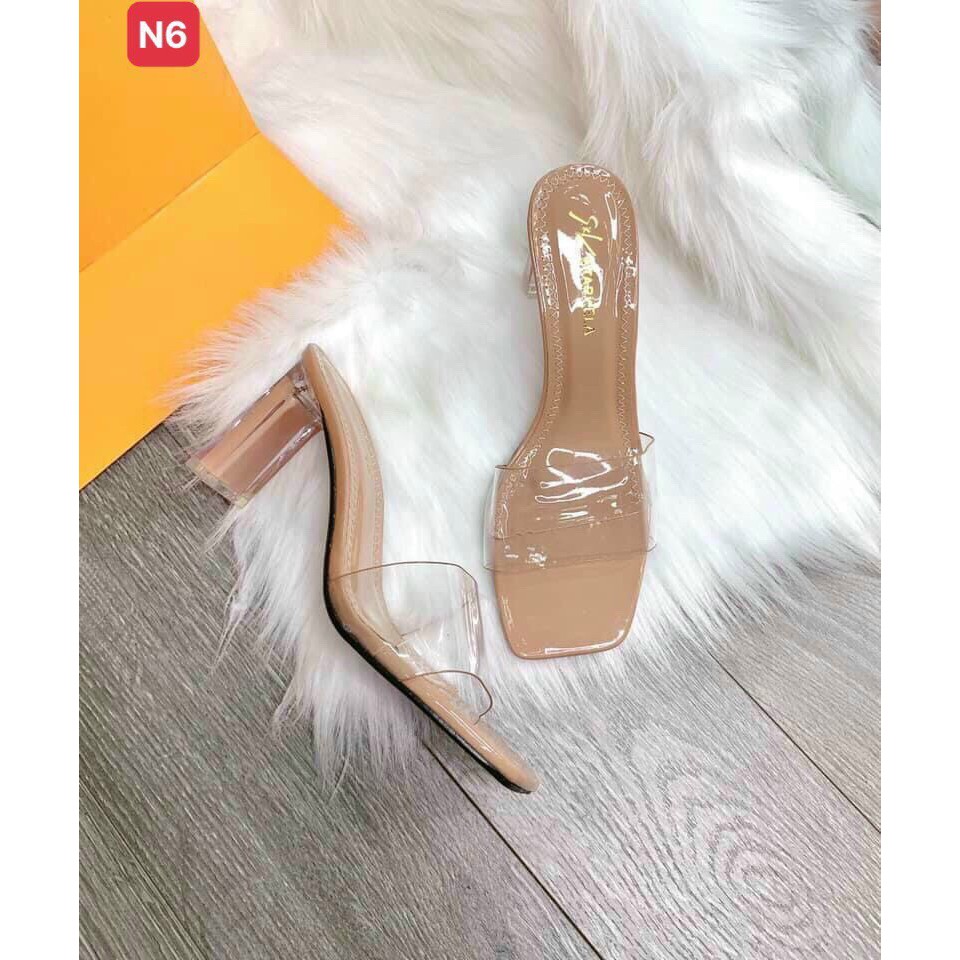 Dép nữ quai trong gót đục 7cm điệu đà