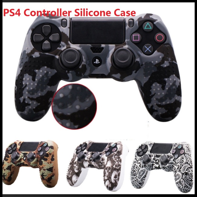 Vỏ Silicone Mềm Họa Tiết Rằn Ri Bảo Vệ Tay Cầm Chơi Game PS4 4