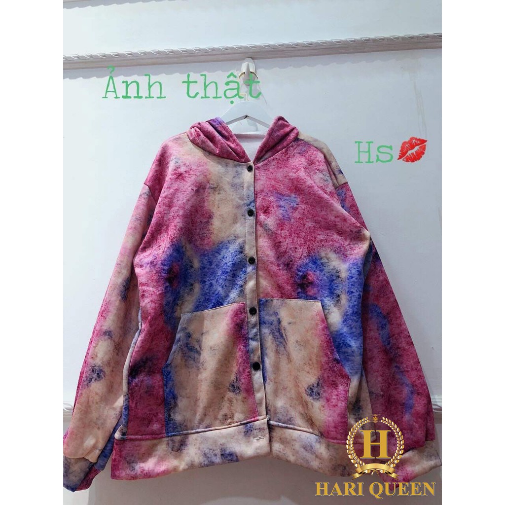 [HOT] Áo Hoodie Nam Nữ Thu Đông Giá Rẻ Cho Học Sinh Mặc Đi Học, Đi Chơi Siêu Đẹp - Áo hoodie loang cài cúc HSU0920