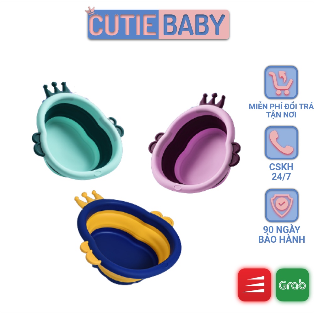 Chậu/Thau/Bồn Rửa Mặt Cutiebaby Gấp Gọn Đa Năng 3300ML Vương Miện, An Toàn Cho Bé Trai, Gái, Trẻ Sơ Sinh Từ 0 Tháng Tuổi