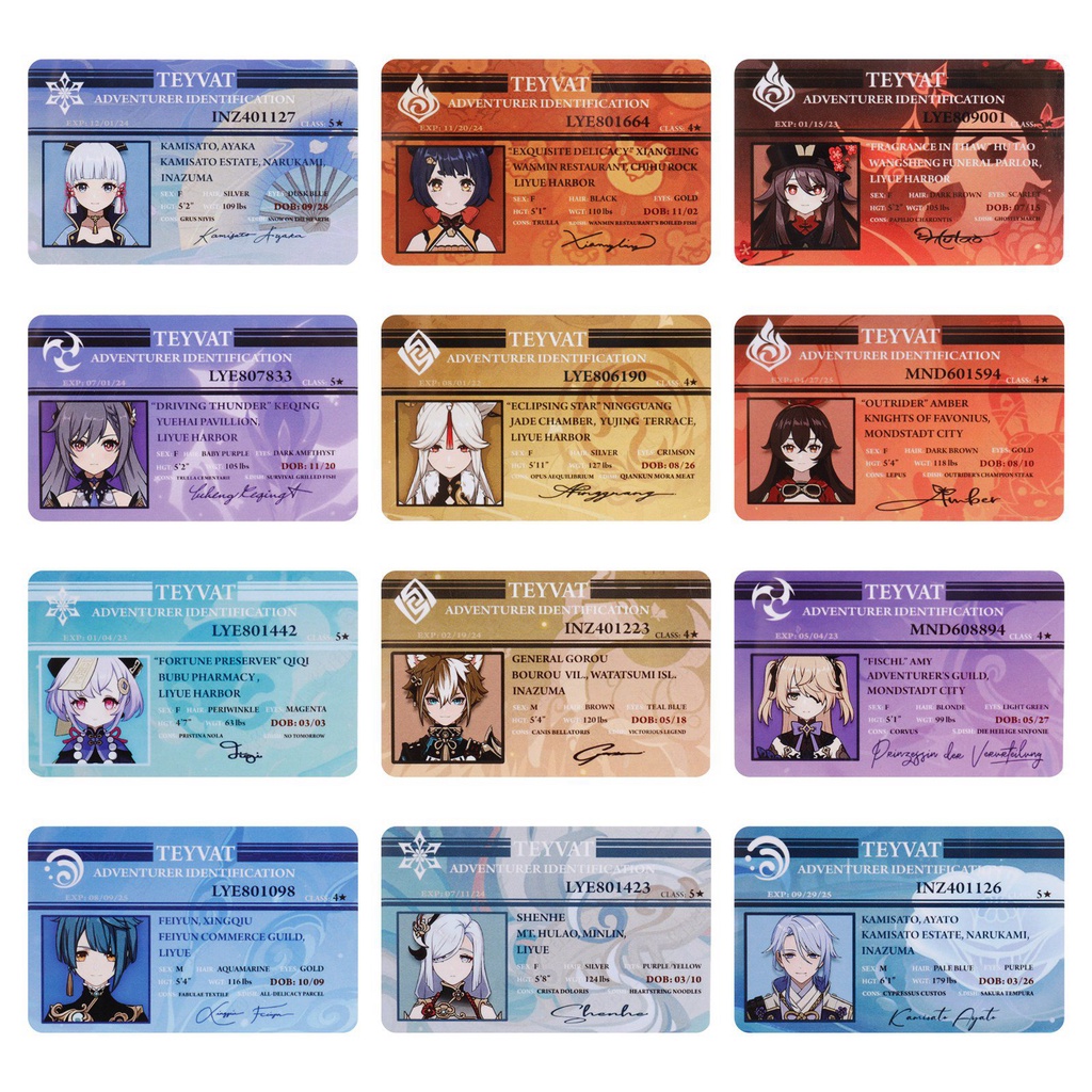 Thẻ Hình Nhân Vật Anime Id Pvc