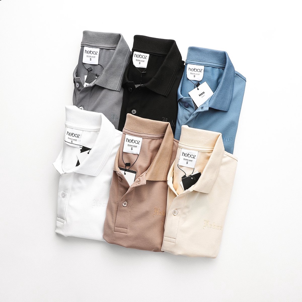 Áo thun polo nam ngắn tay HEBOZ vải cotton pha co giãn 4 chiều đẹp in logo, form slimfit basic - 00000673